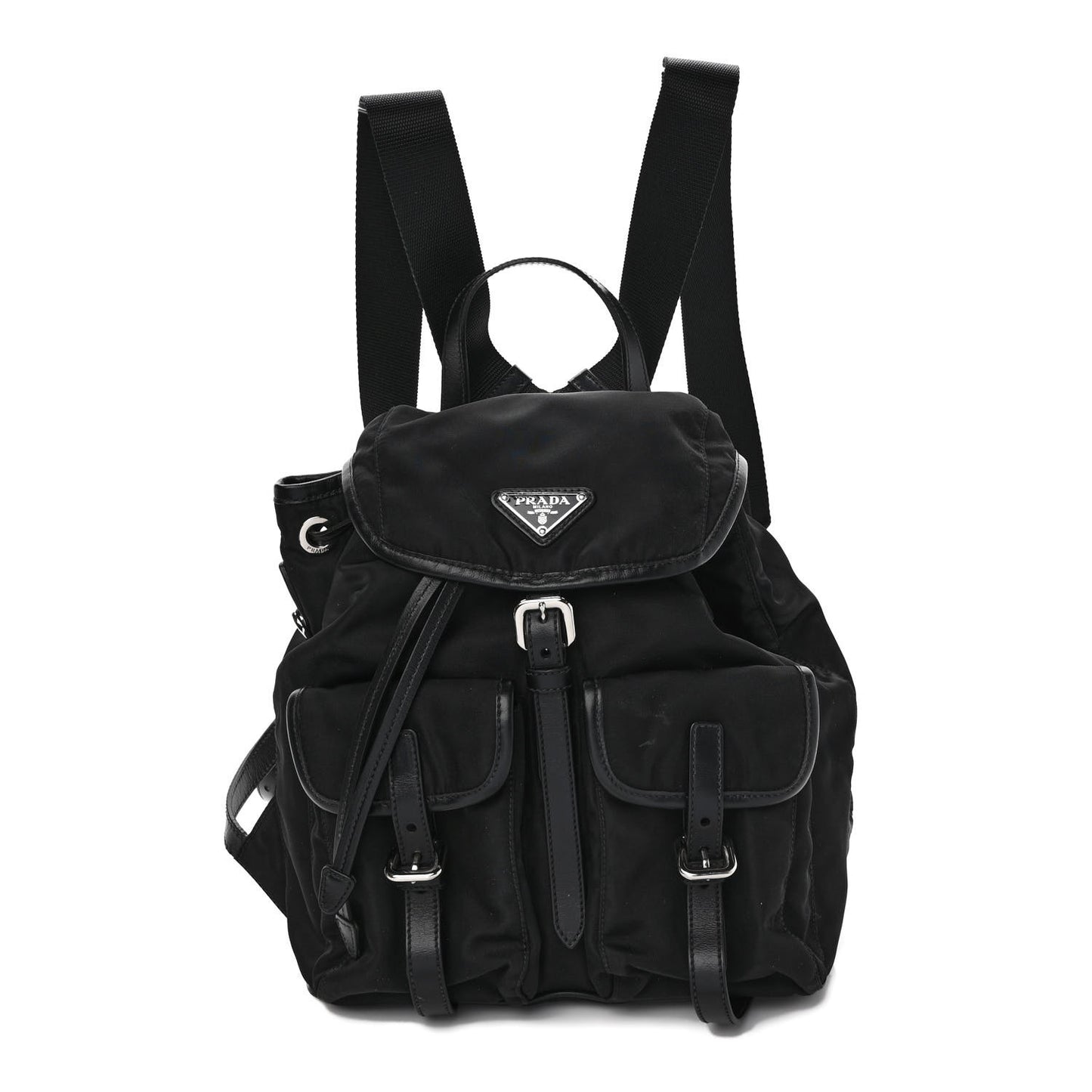 Tessuto Nylon Soft Calfskin Small Backpack Black