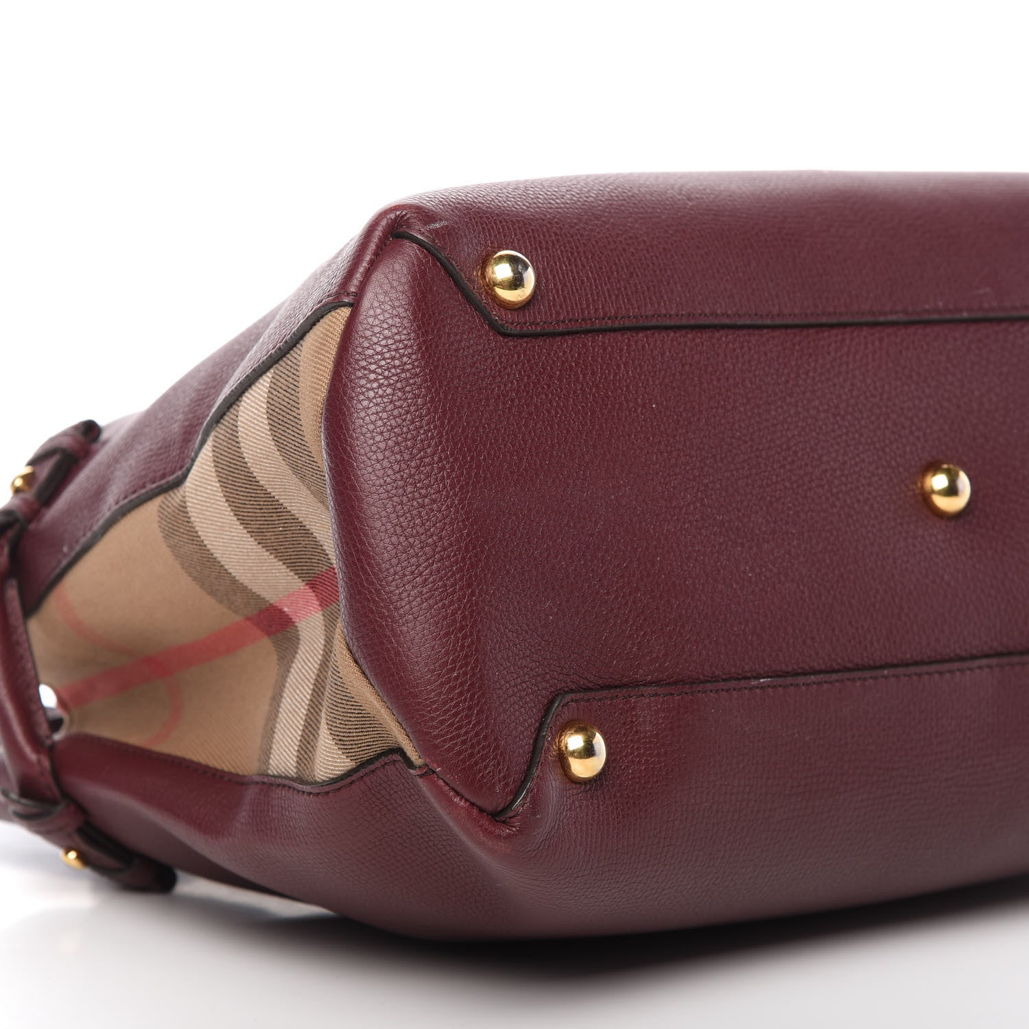 Burberry Grainy Calfskin House Check Medium Banner Tote Mahogany Red 6 of 10
