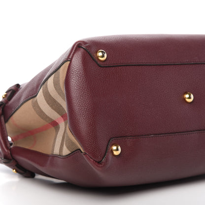 Burberry Grainy Calfskin House Check Medium Banner Tote Mahogany Red 6 of 10