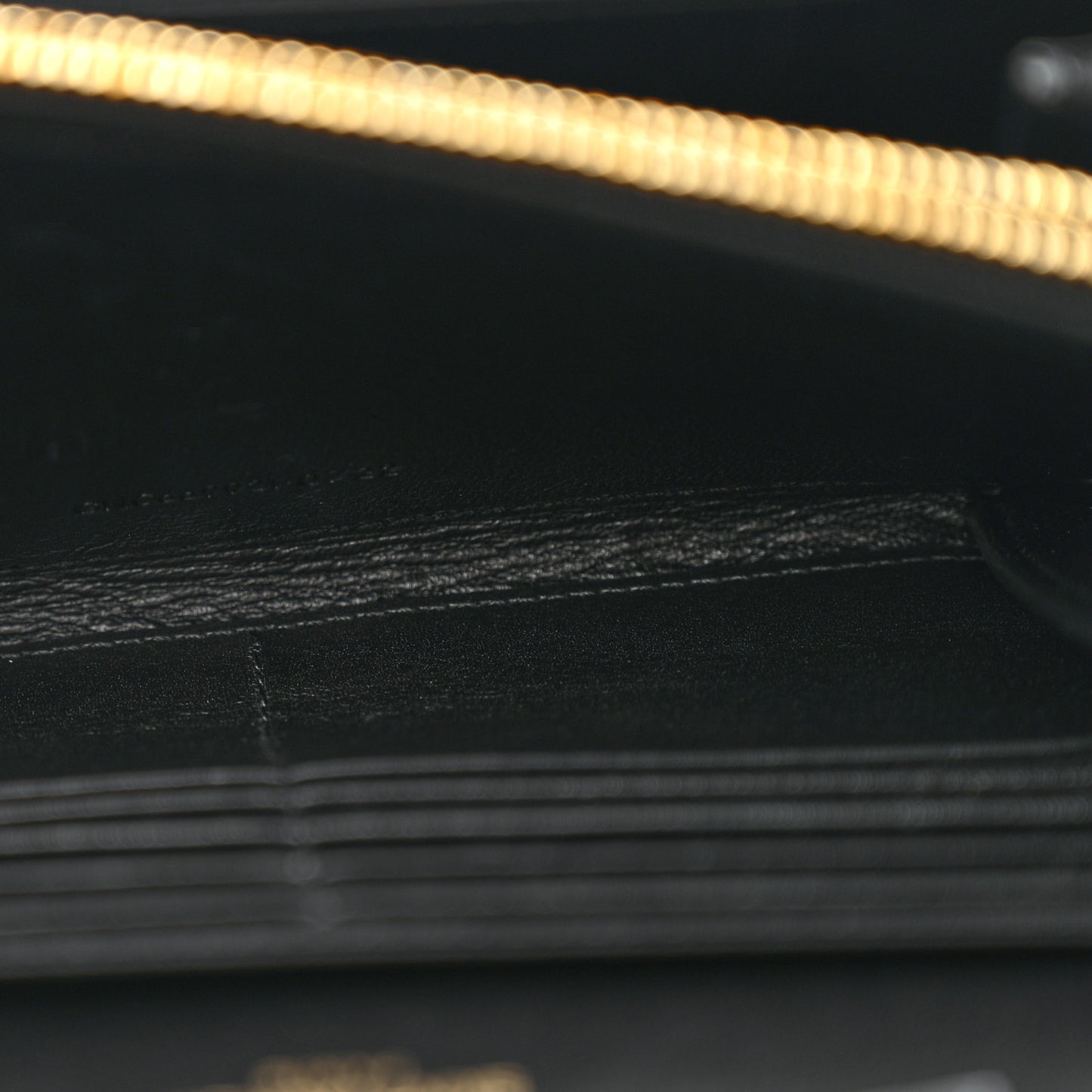 Embossed Monogram Chain Wallet Black