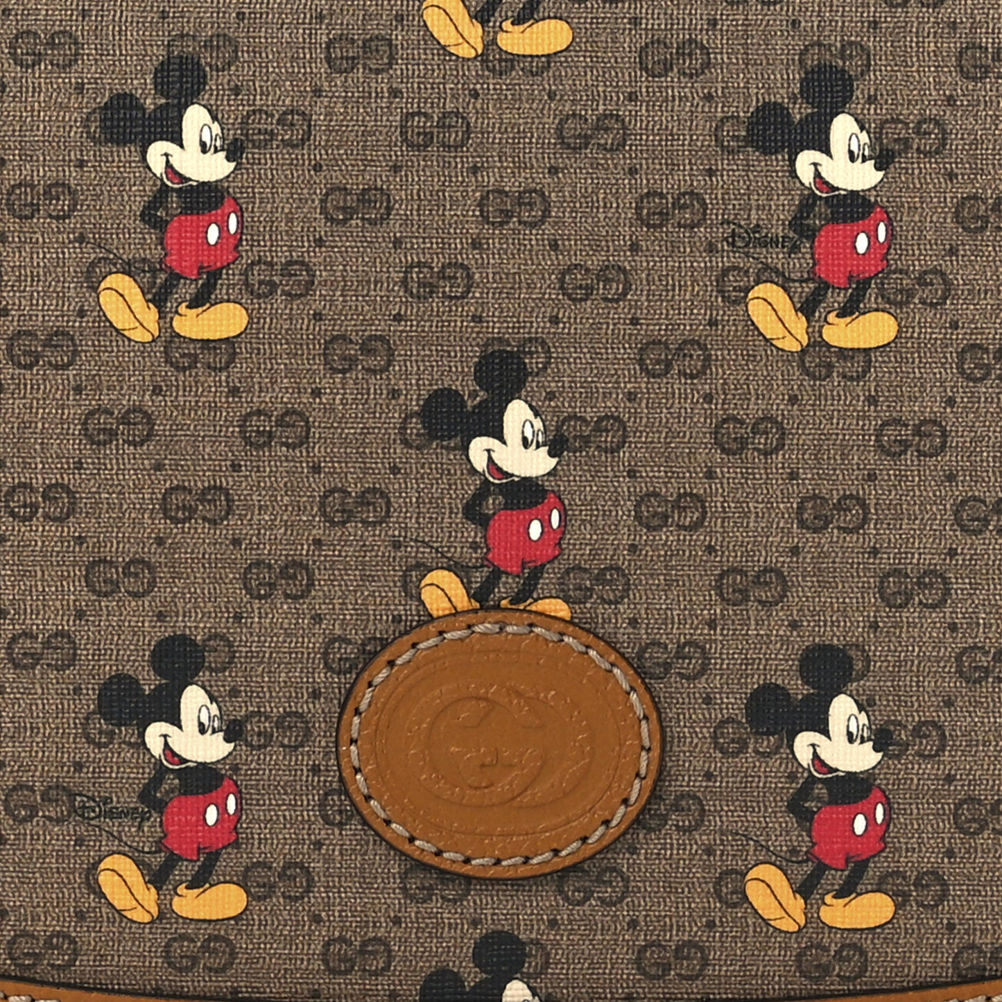 X DISNEY Mini Vintage GG Supreme Monogram Mickey Mouse Small Flap Messenger Bag Beige Vintage Sun Oil