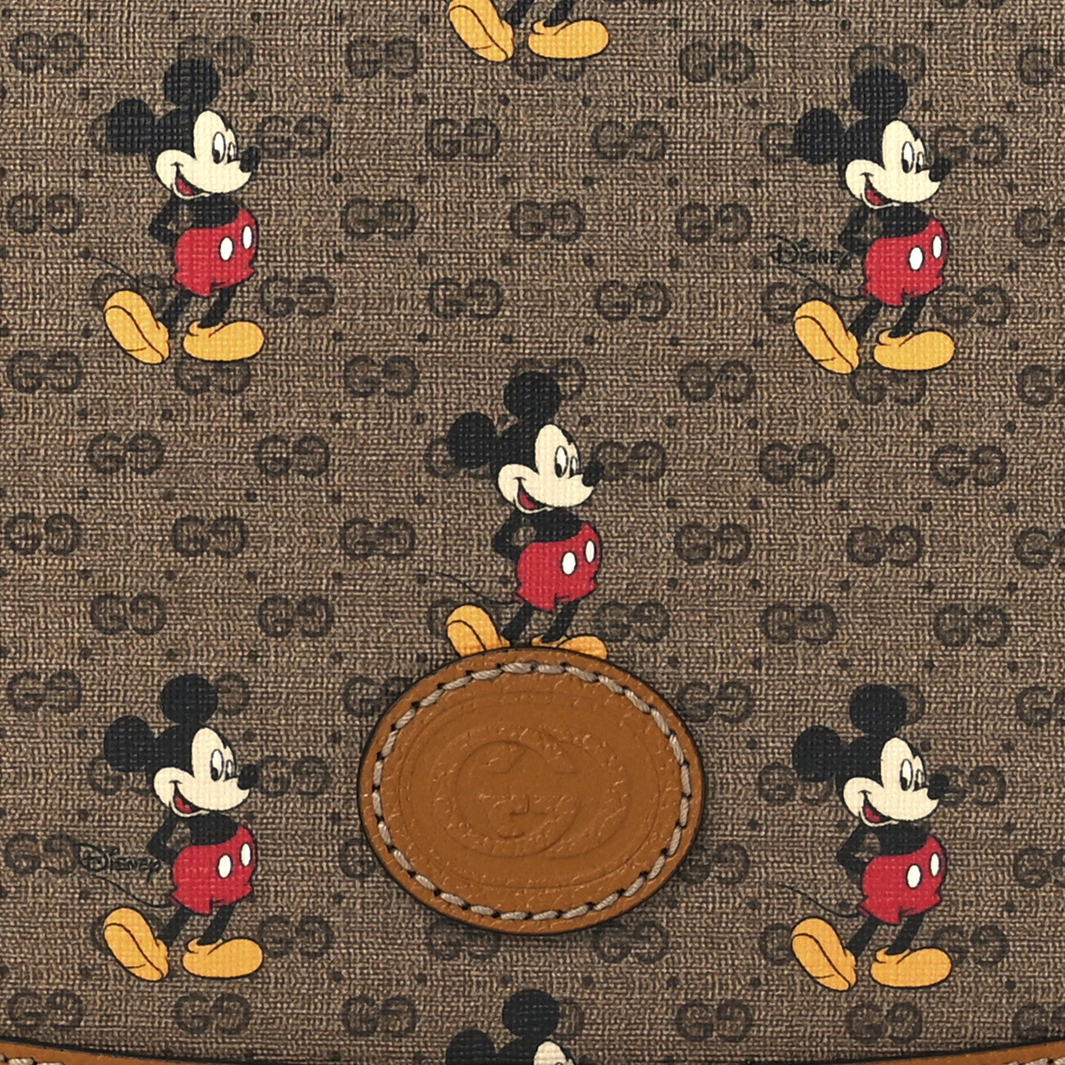 Gucci X DISNEY Mini Vintage GG Supreme Monogram Mickey Mouse Small Flap Messenger Bag Beige Vintage Sun Oil 9 of 12