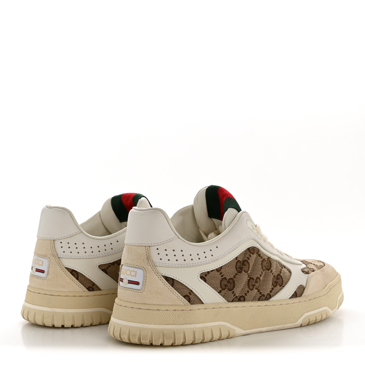 Gucci Calfskin GG Monogram Re-Web Womens Sneakers 39 White Beige Ebony 5 of 11