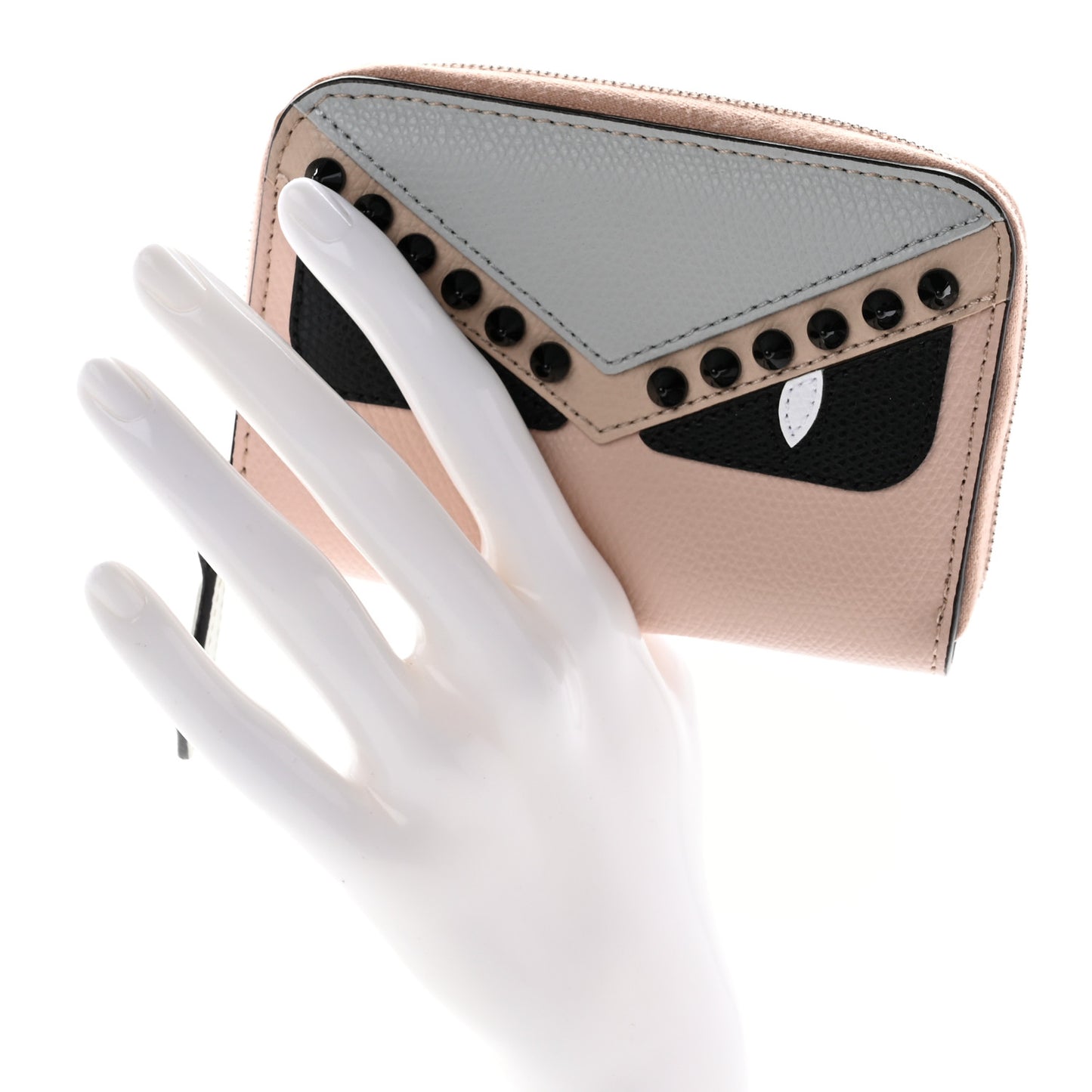 Vitello Elite Monster Eyes Studded Mini Zip Around Wallet Multicolor