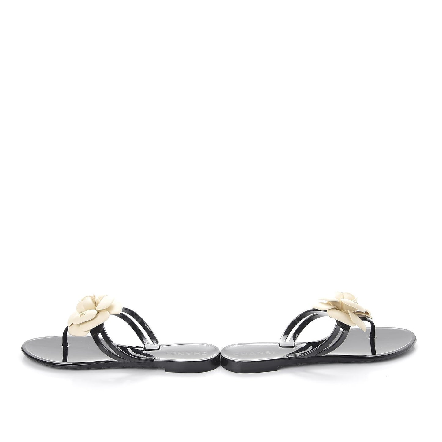Jelly Camellia Thong Sandals 36 Black Ivory
