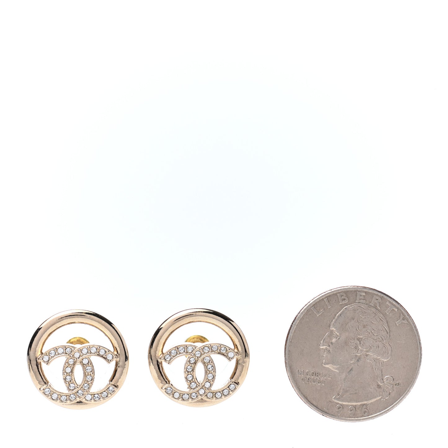 Crystal CC Round Earrings Gold