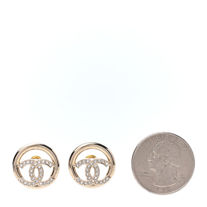 Chanel Crystal CC Round Earrings Gold 2 of 4