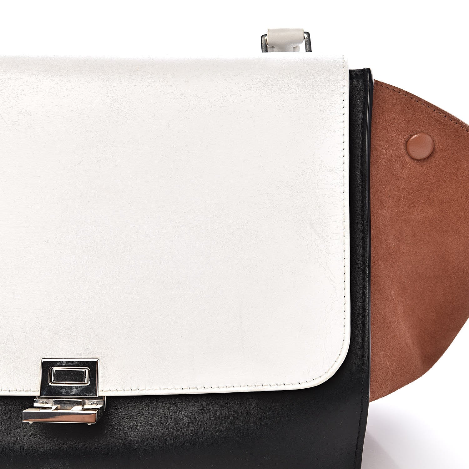 Celine Smooth Calfskin Suede Medium Tri-Color Trapeze White 8 of 17