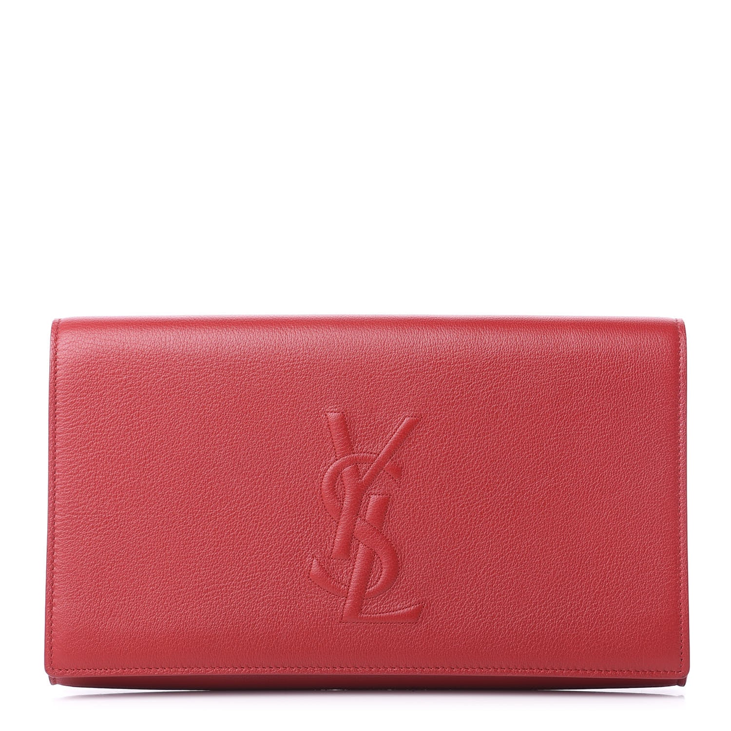 Saint Laurent Calfskin Monogram Large Belle De Jour Clutch Red 1 of 9