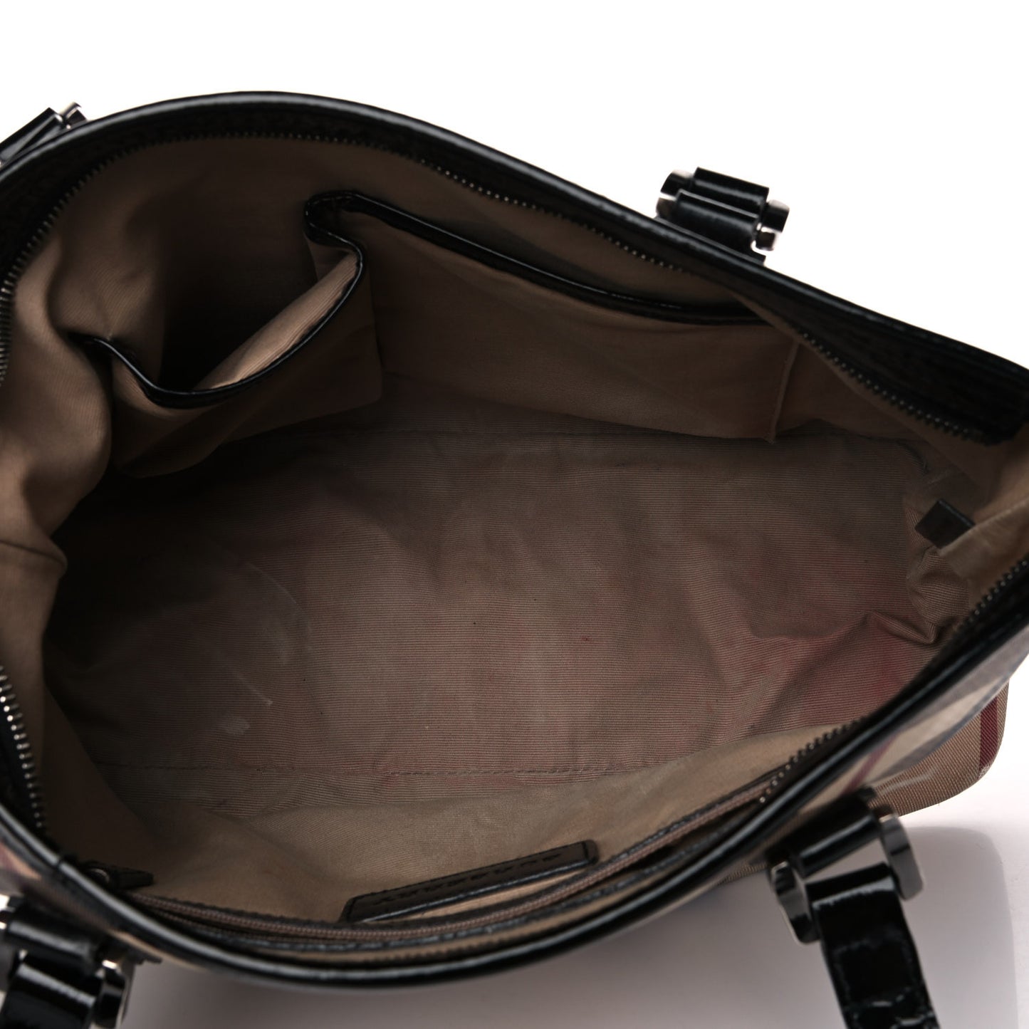 Nova Check Patent Trim Shopper Tote Black