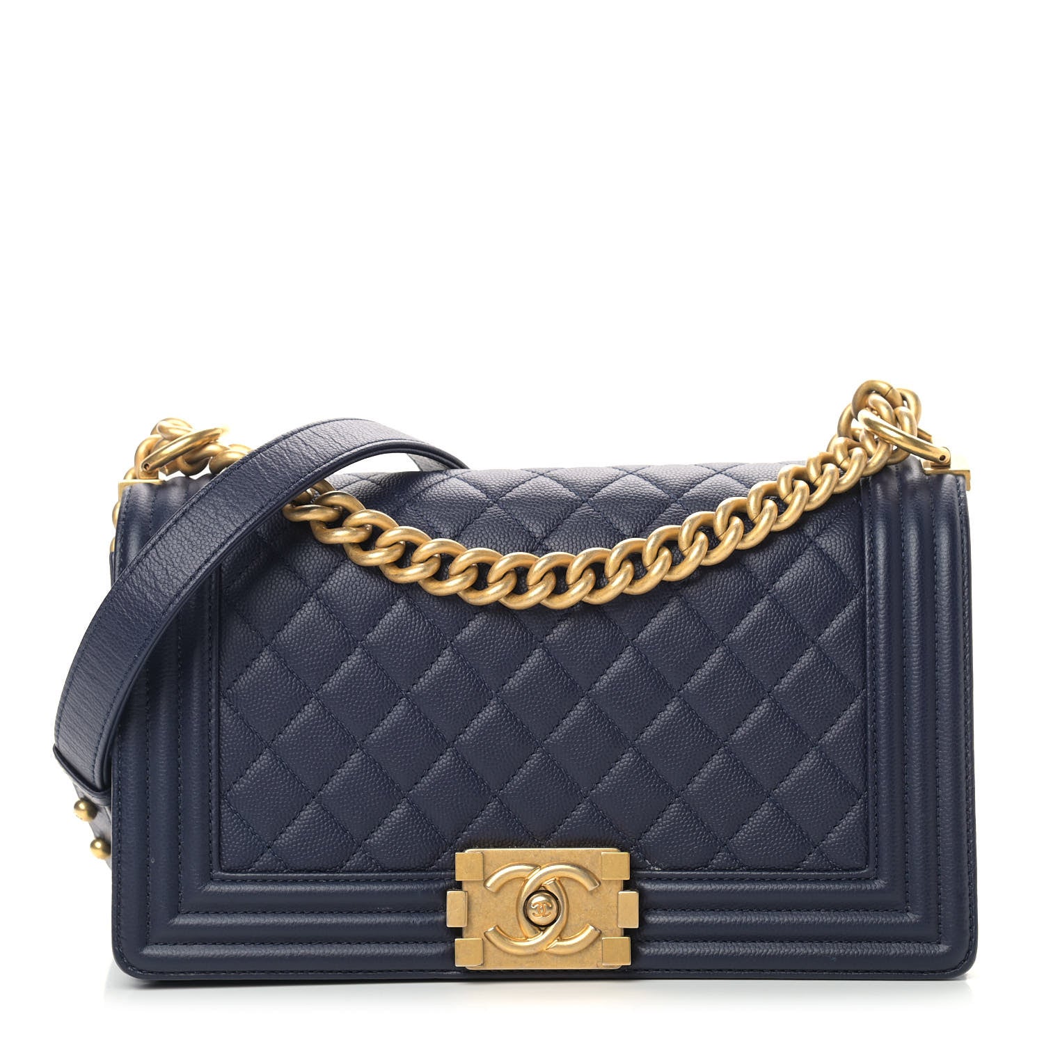 Chanel Caviar Quilted Medium Boy Flap Navy 1 of 11