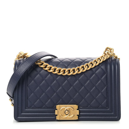 Chanel Caviar Quilted Medium Boy Flap Navy 1 of 11