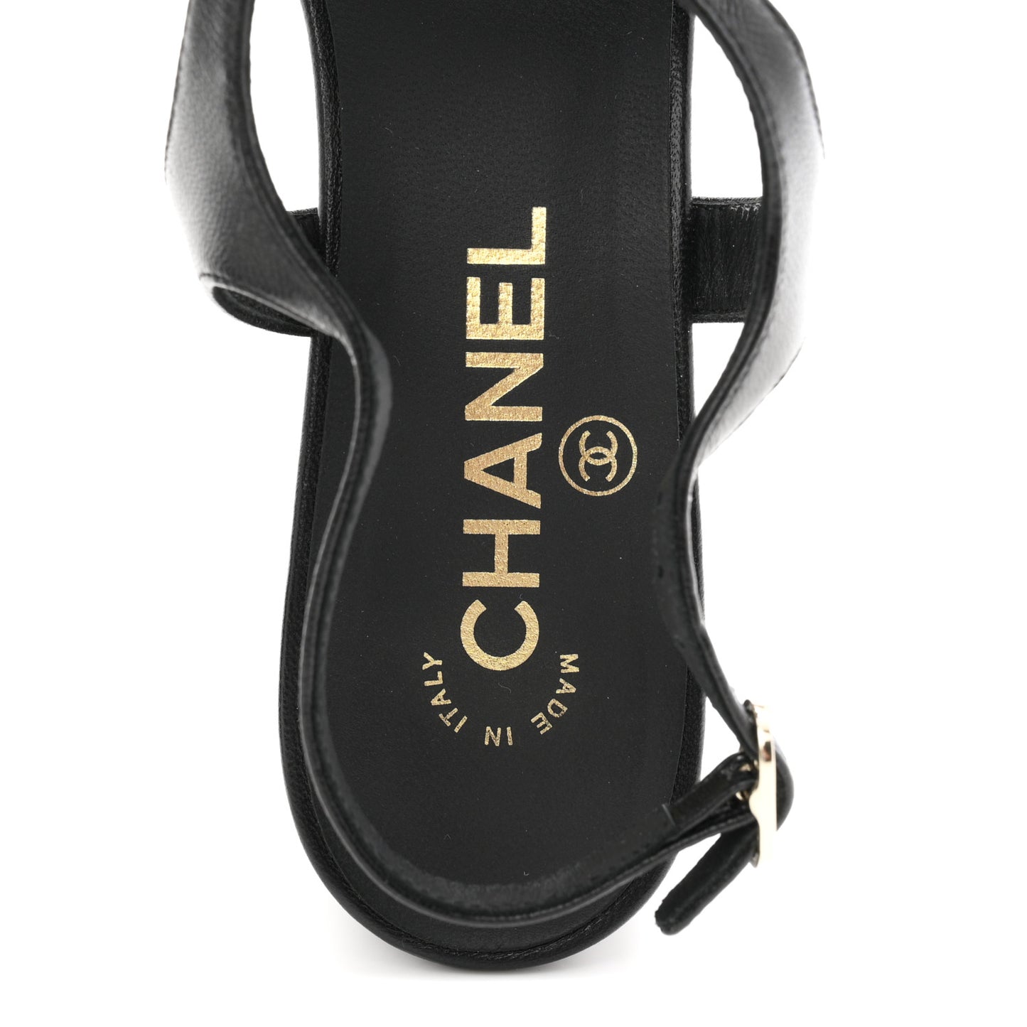 Lambskin CC Bow 55mm Sandals 38.5 Black