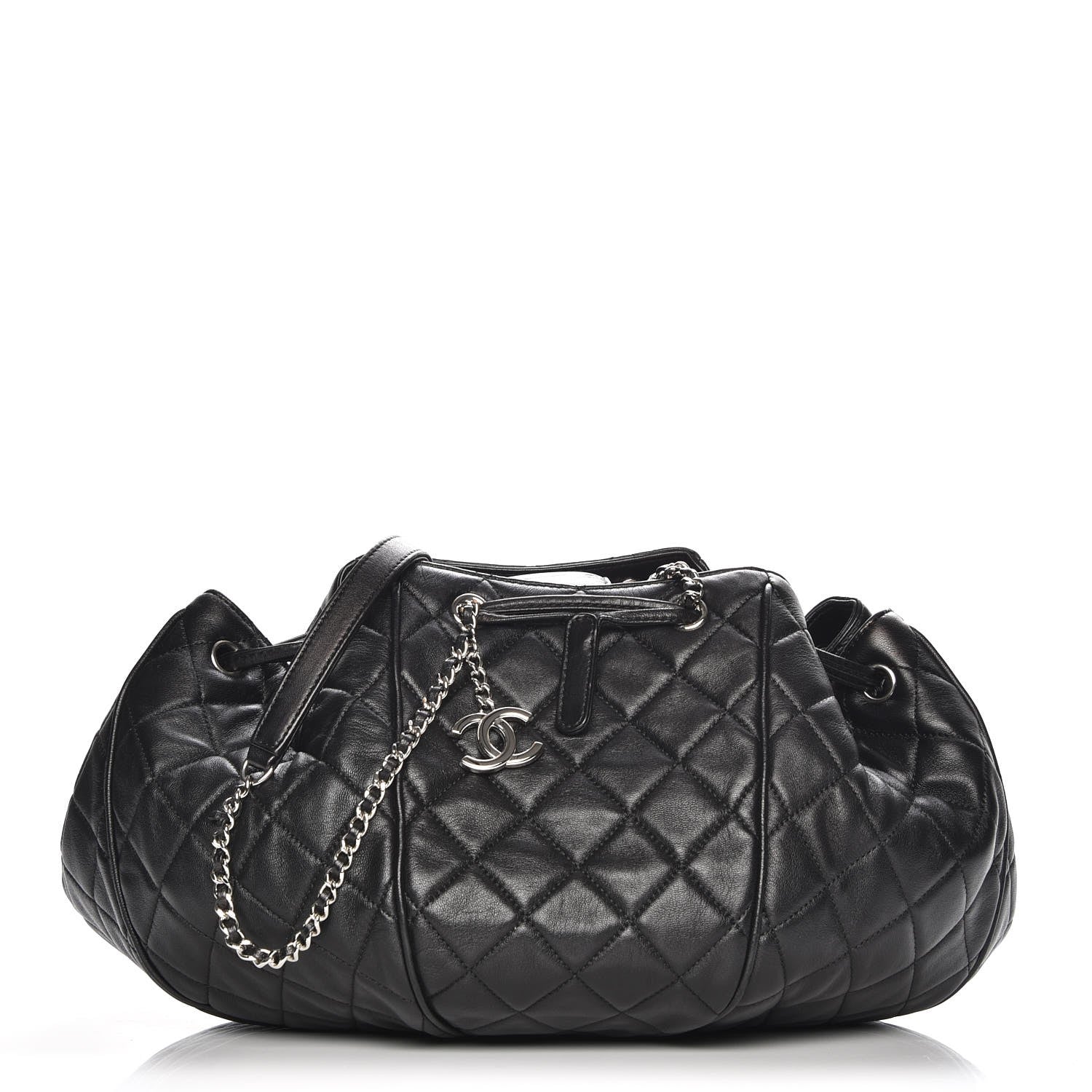 Chanel Calfskin Quilted Drawstring Sac Cordon Bag Black 1 of 8