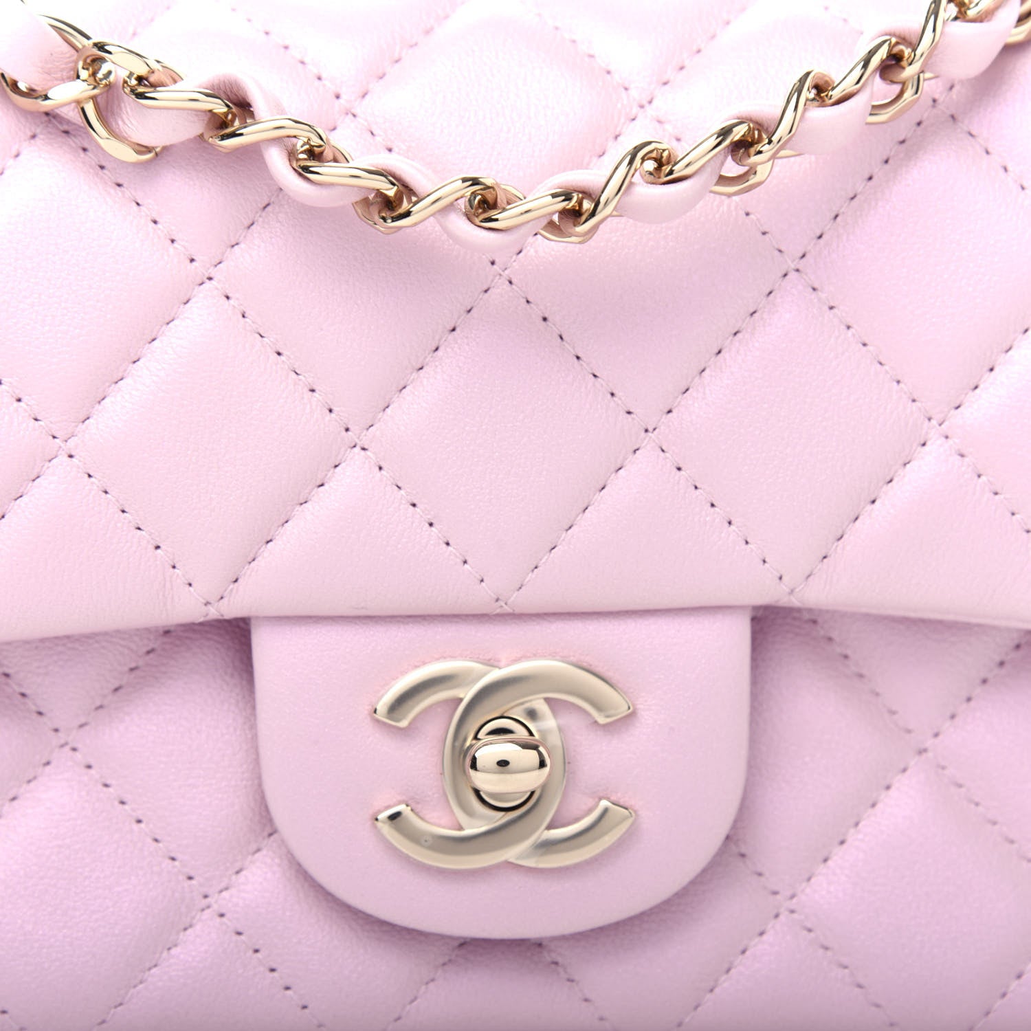 Chanel Iridescent Calfskin Quilted Mini Rectangular Flap Light Pink 10 of 11