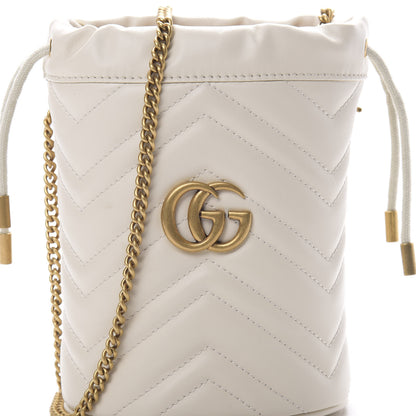 Gucci Calfskin Matelasse Mini GG Marmont 2.0 Bucket Bag White 8 of 12