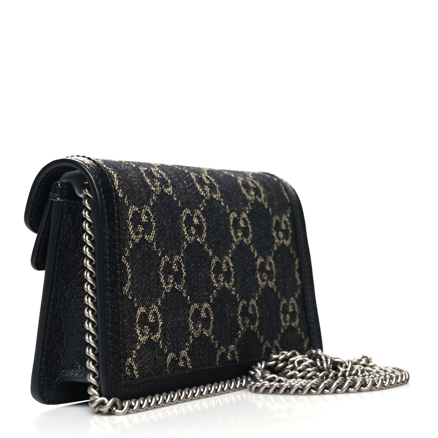 Jacquard Black Denim GG Monogram Super Mini Dionysus Shoulder Bag Black Ivory