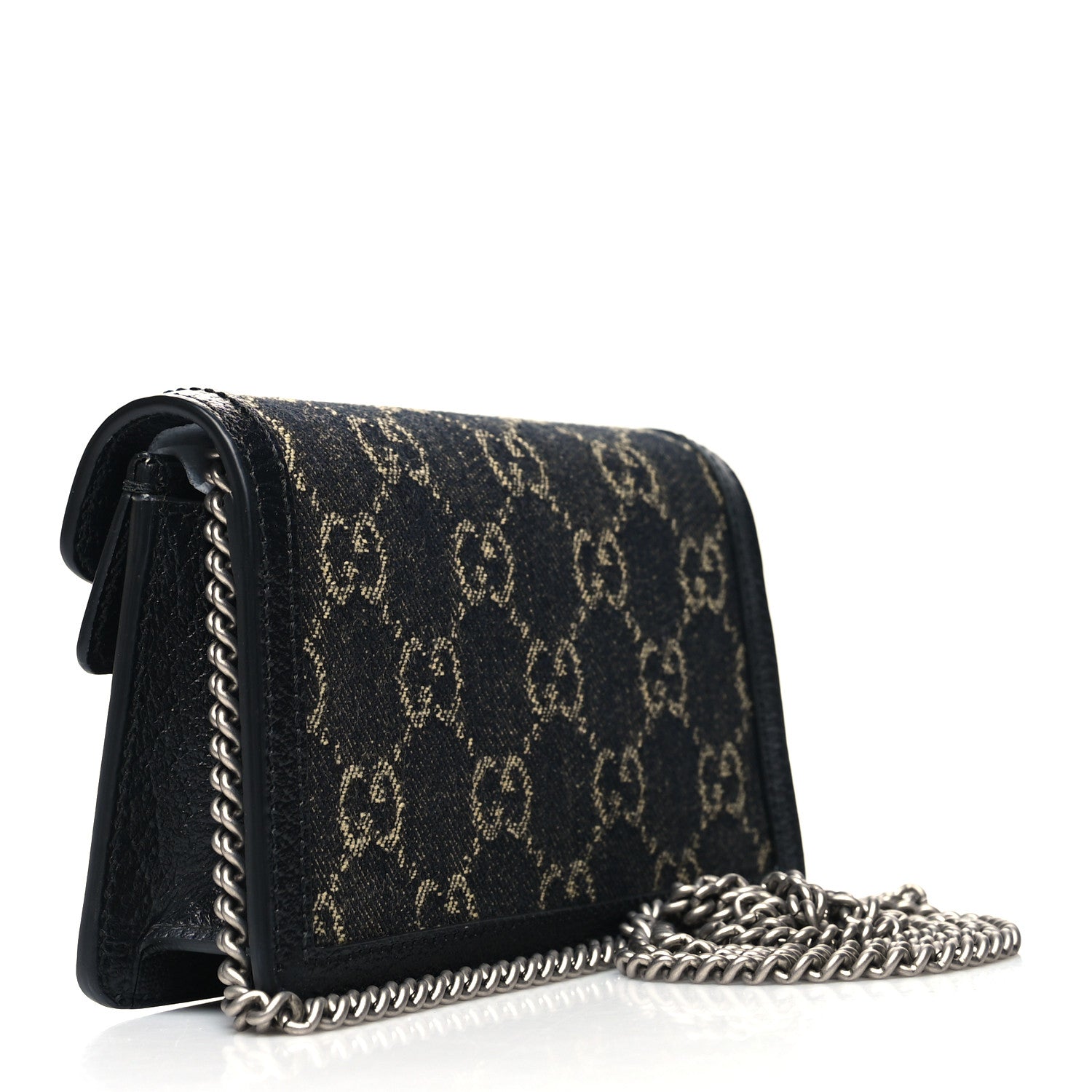 Gucci Jacquard Black Denim GG Monogram Super Mini Dionysus Shoulder Bag Black Ivory 3 of 10