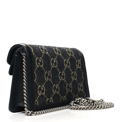 Gucci Jacquard Black Denim GG Monogram Super Mini Dionysus Shoulder Bag Black Ivory 3 of 10