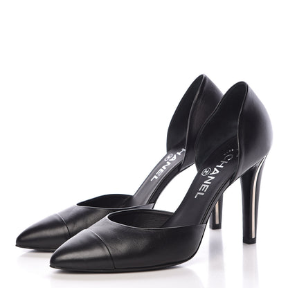 Chanel Lambskin Cap Toe d'Orsay Pumps 38 Black 3 of 16