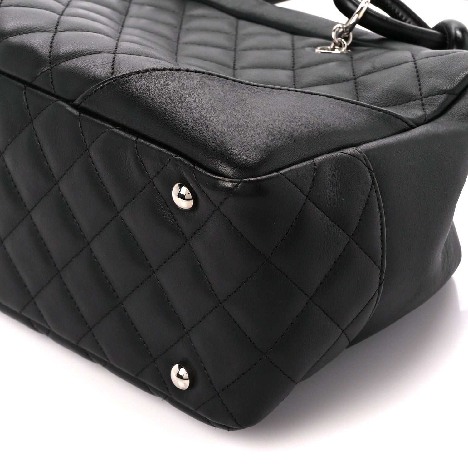 Chanel Calfskin Quilted Large Cambon Bowler Black White 10 of 10