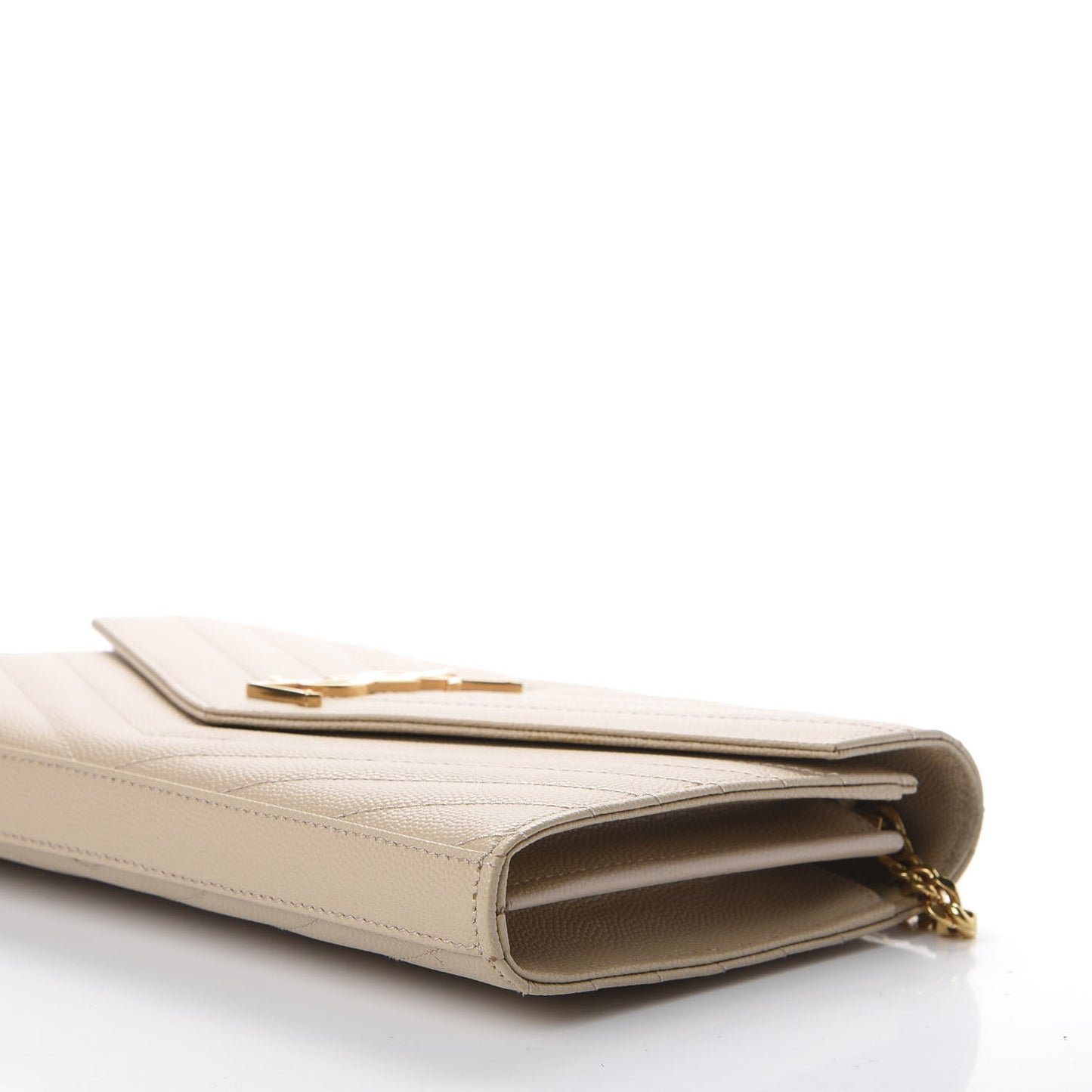 Grain De Poudre Matelasse Chevron Monogram Chain Wallet Nude Powder
