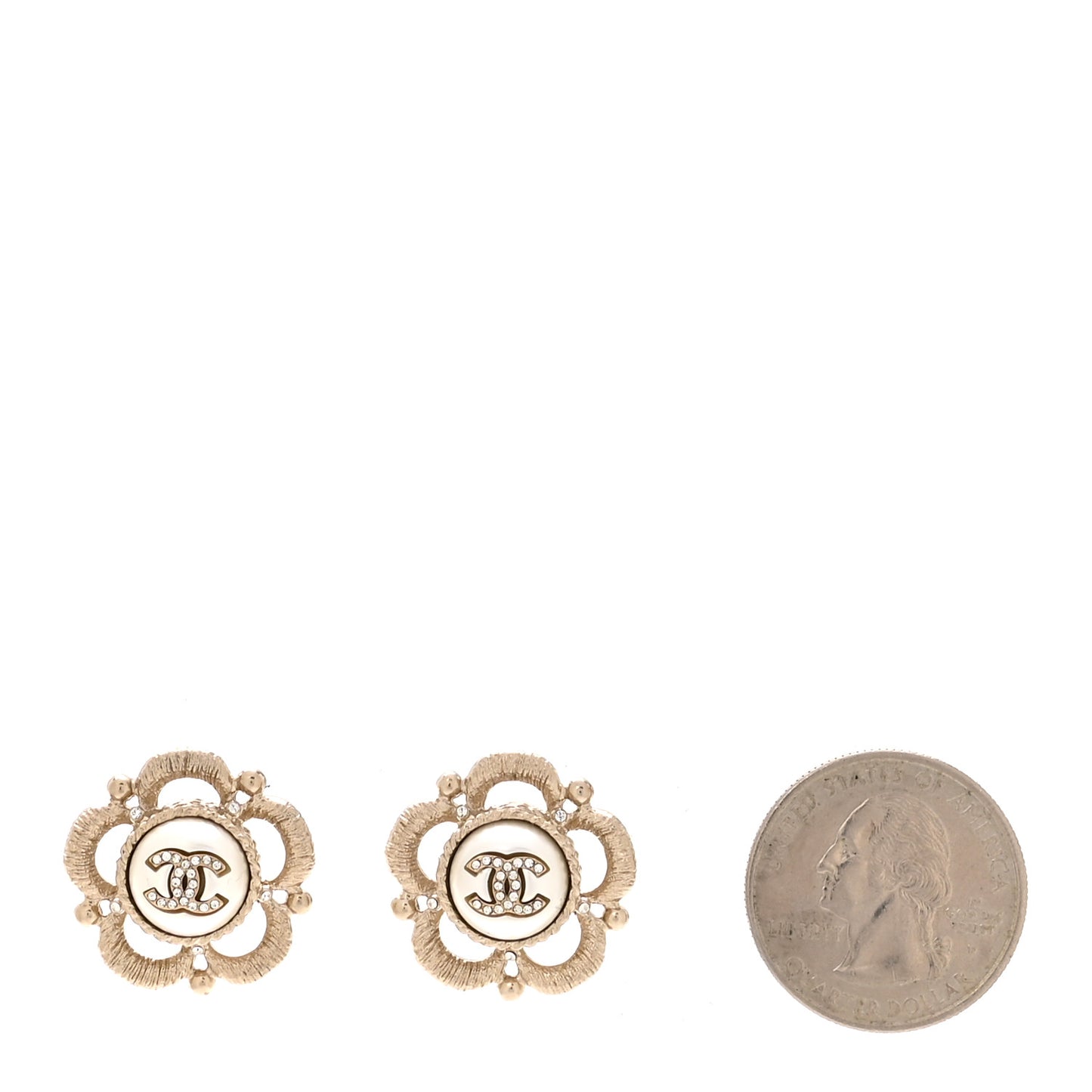 Flower CC Earrings Beige Gold