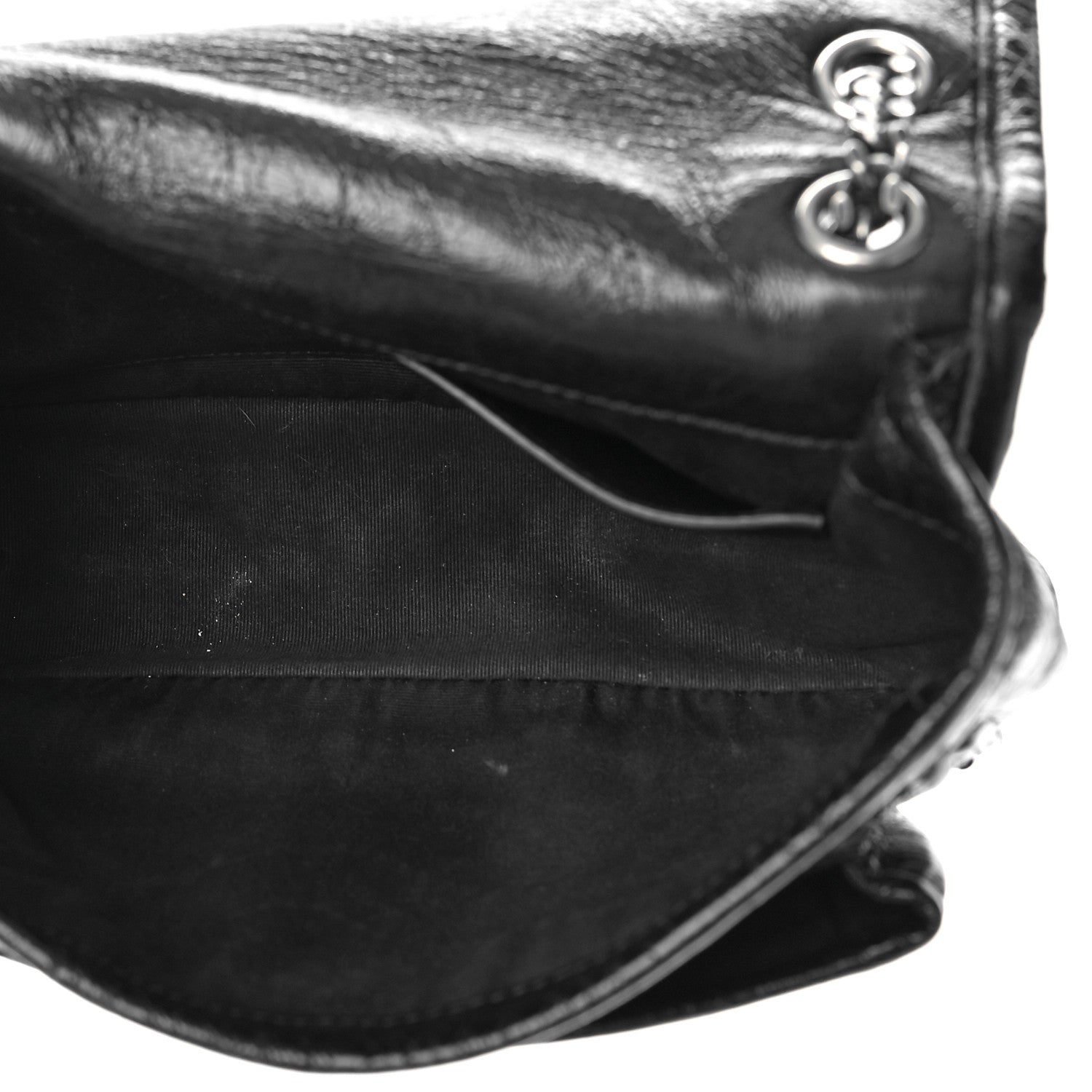 Saint Laurent Crinkled Calfskin Matelasse Monogram Baby Niki Chain Satchel Black 5 of 10