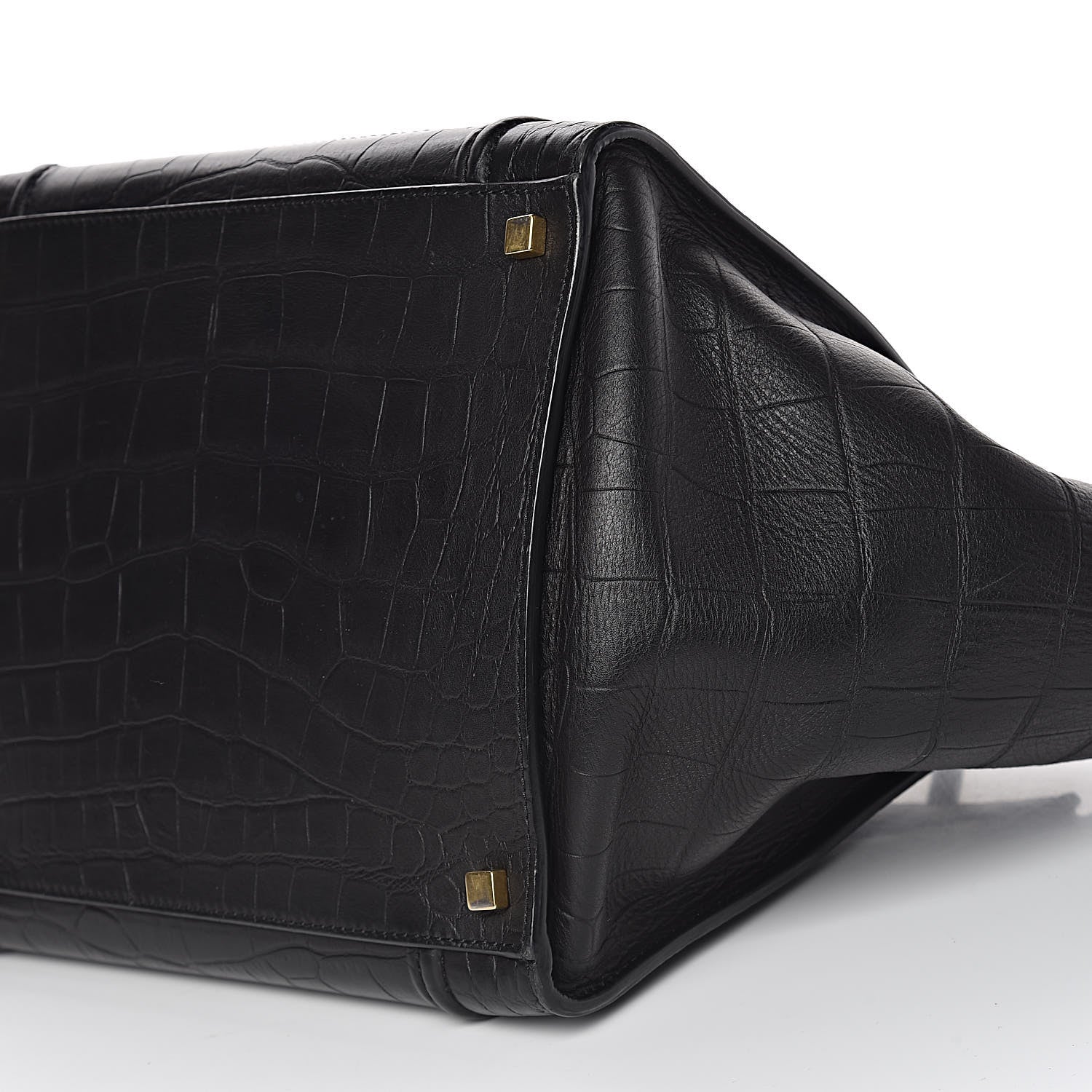 Celine Calfskin Crocodile Embossed Medium Phantom Luggage Black 9 of 10