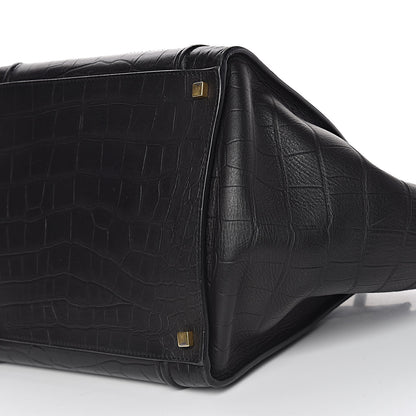 Celine Calfskin Crocodile Embossed Medium Phantom Luggage Black 9 of 10