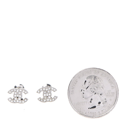 Chanel Crystal Mini Timeless CC Earrings Silver 2 of 4