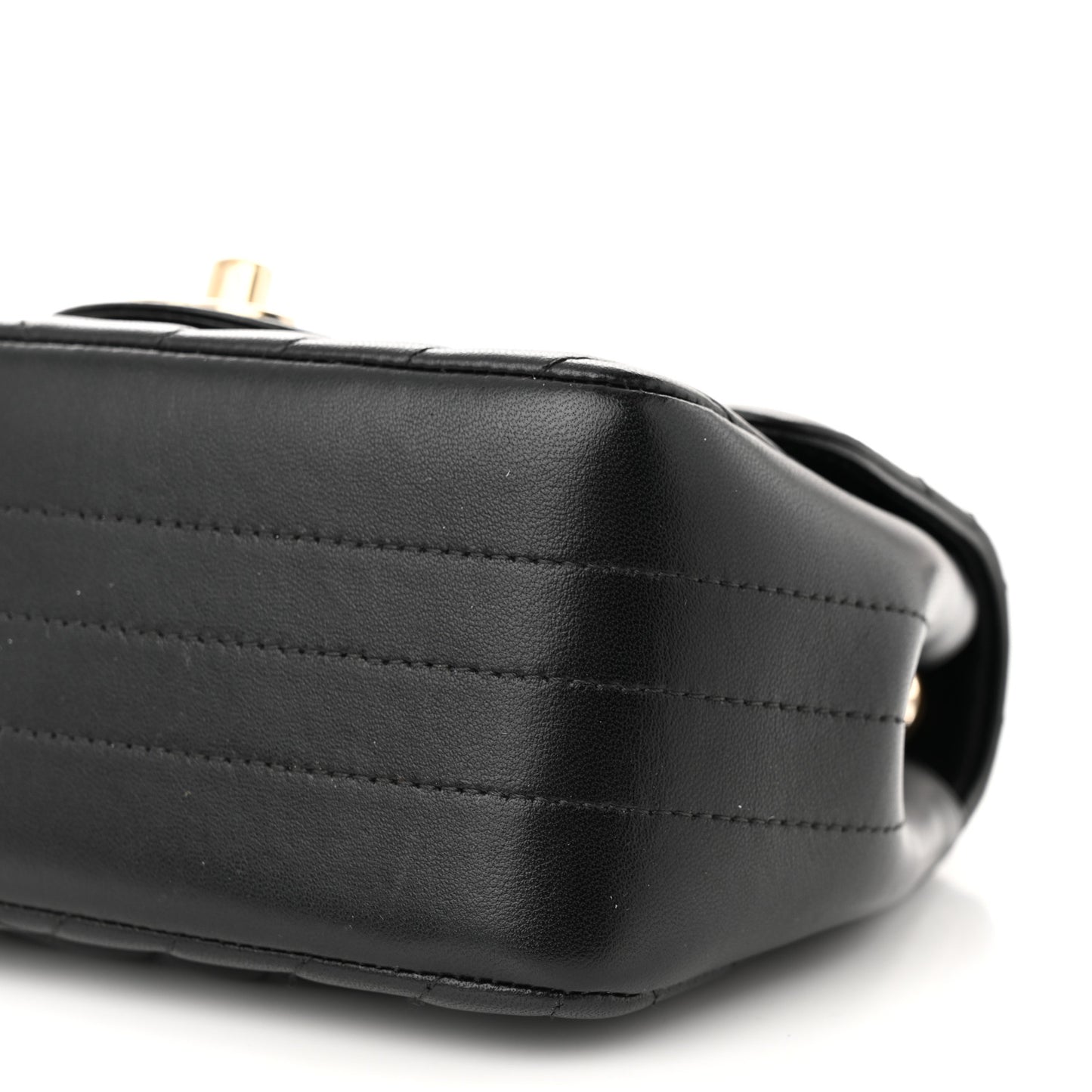 Lambskin Chevron Quilted Mini Square Flap Black