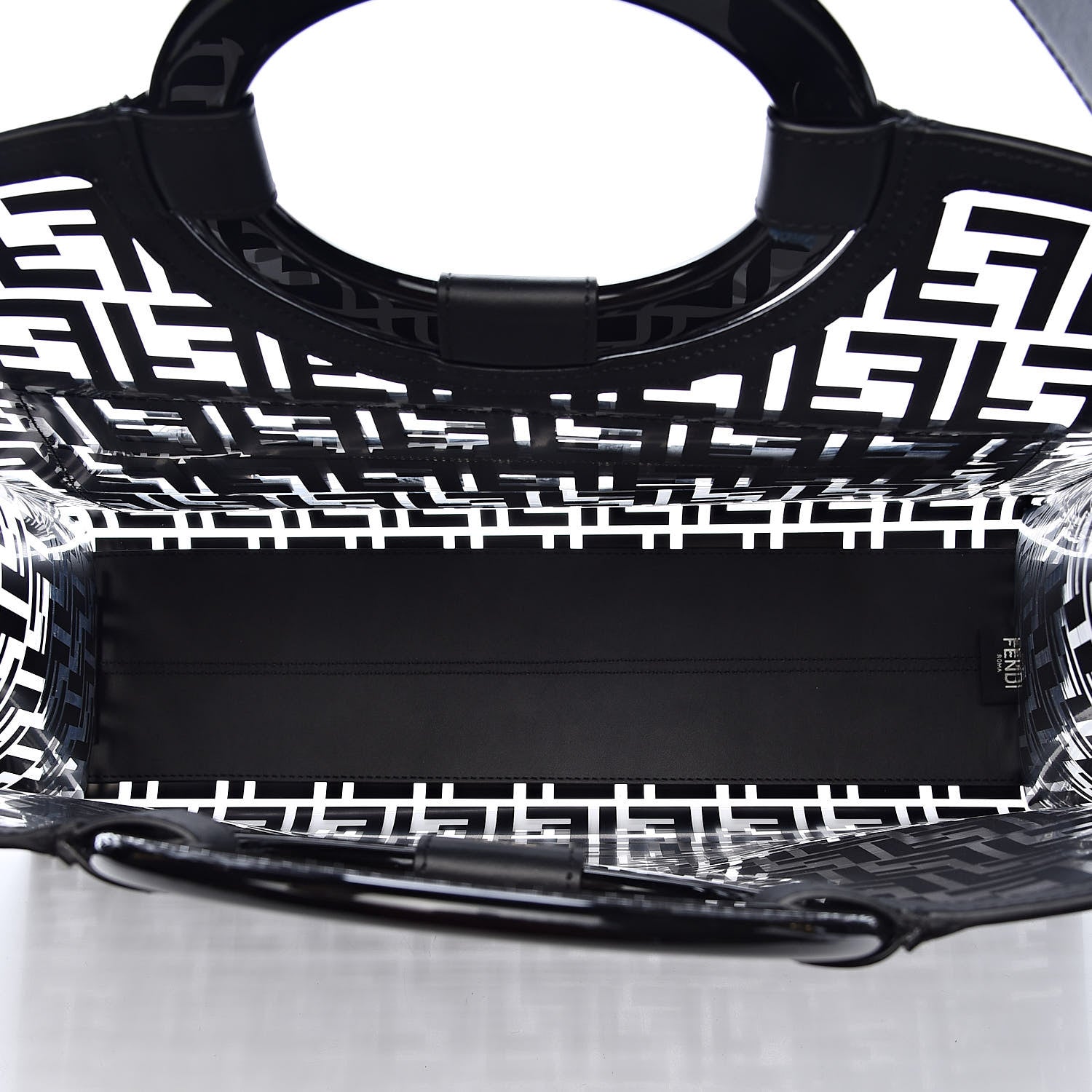 Fendi TPU FF Vitello Century Plexiglass Medium Runaway Shopper Tote Black 5 of 12