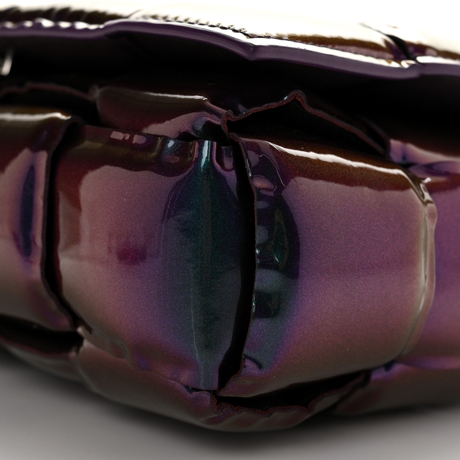 Bottega Veneta Glossy Nail Polish Nappa Maxi Intreccio Padded Cassette Crossbody Bag Holographic 10 of 11