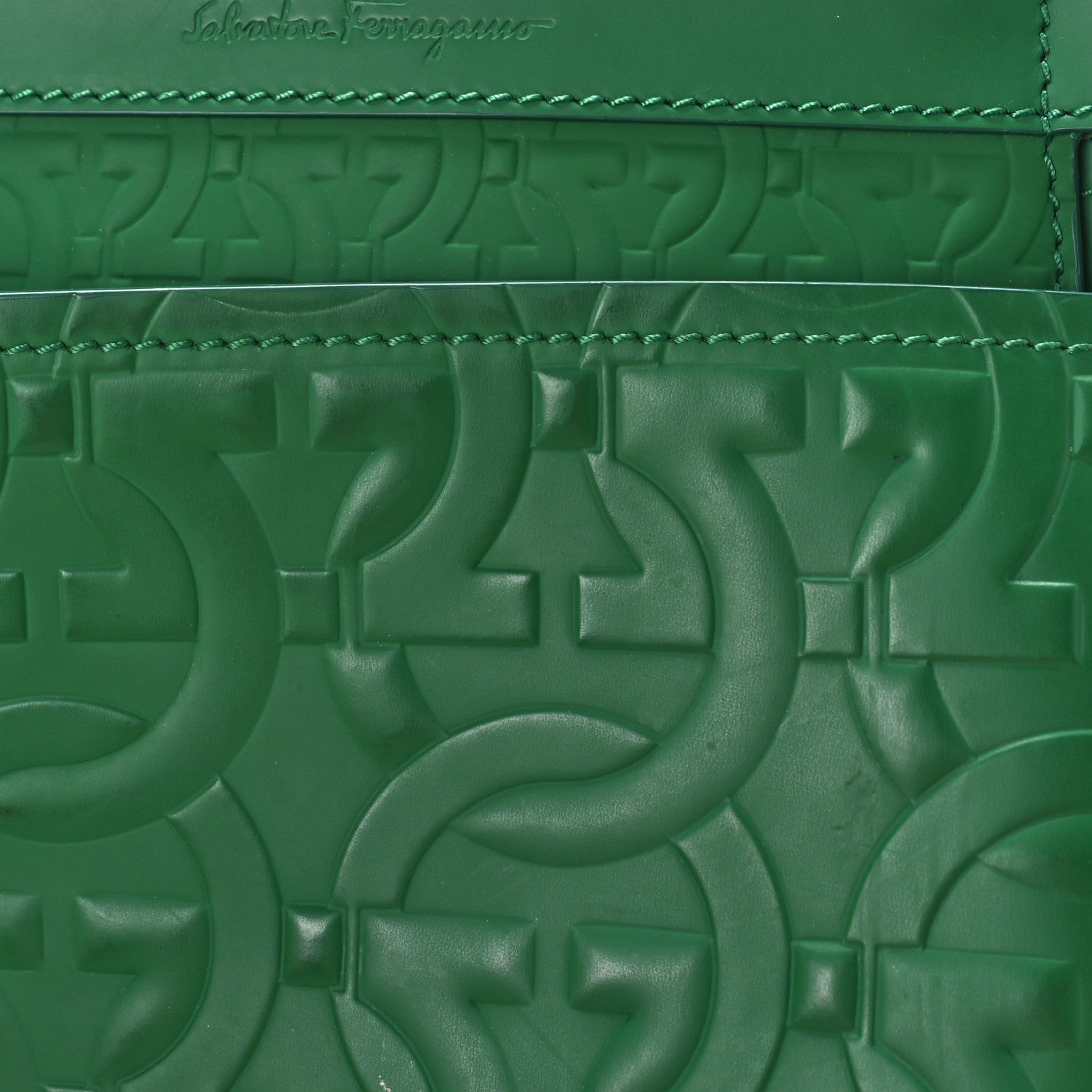 Salvatore Ferragamo Calfskin Gancini Embossed Brooklyn Crossbody Bag Green 10 of 10