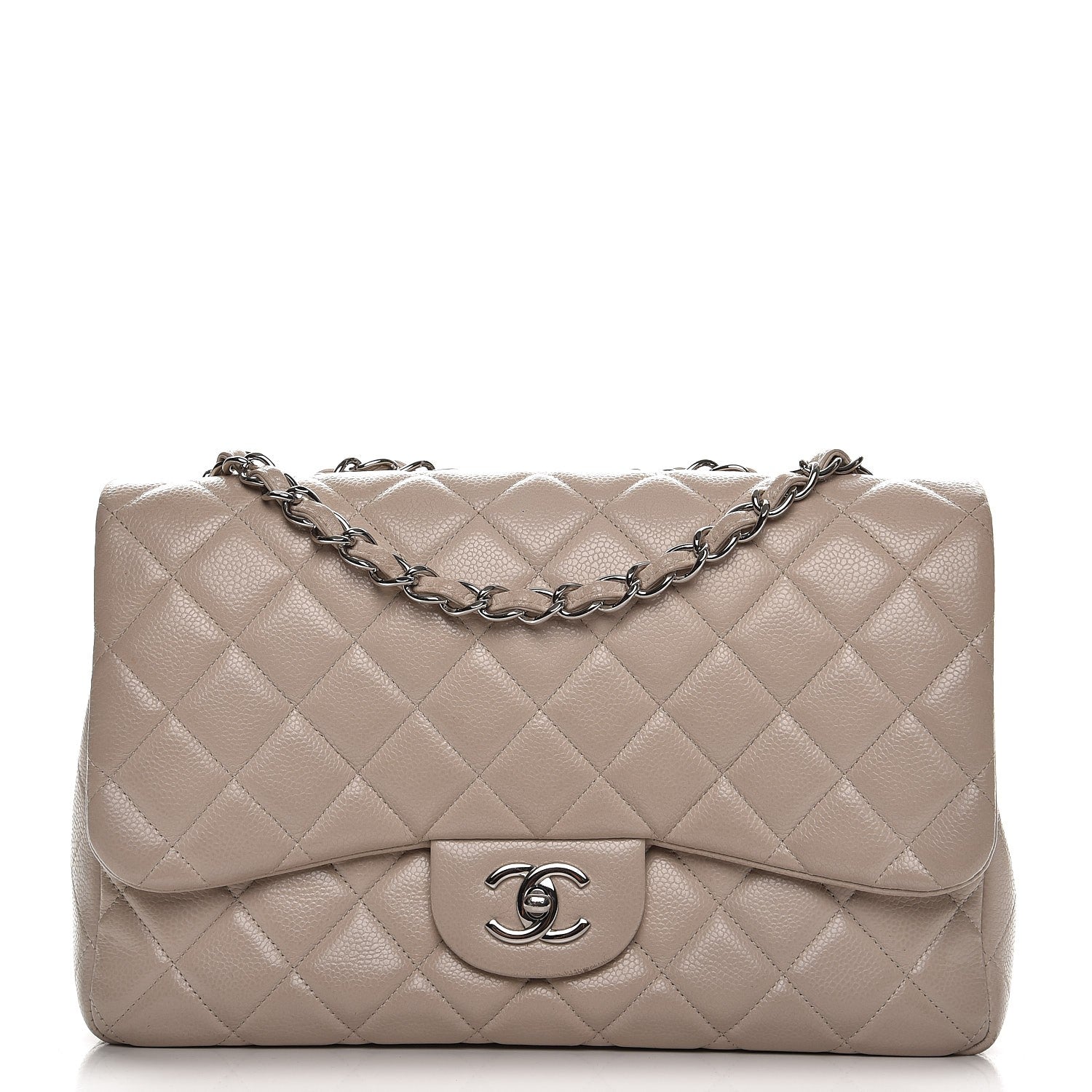 Chanel Caviar Quilted Jumbo Single Flap Beige 1 of 11