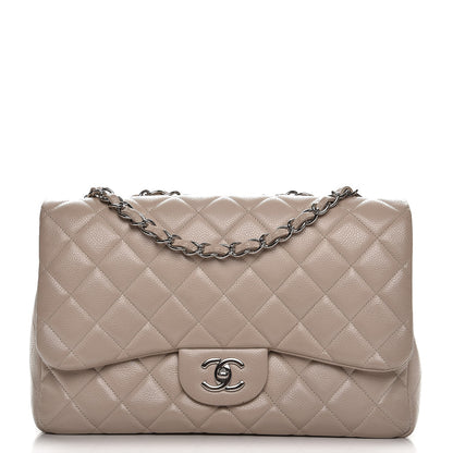Chanel Caviar Quilted Jumbo Single Flap Beige 1 of 11