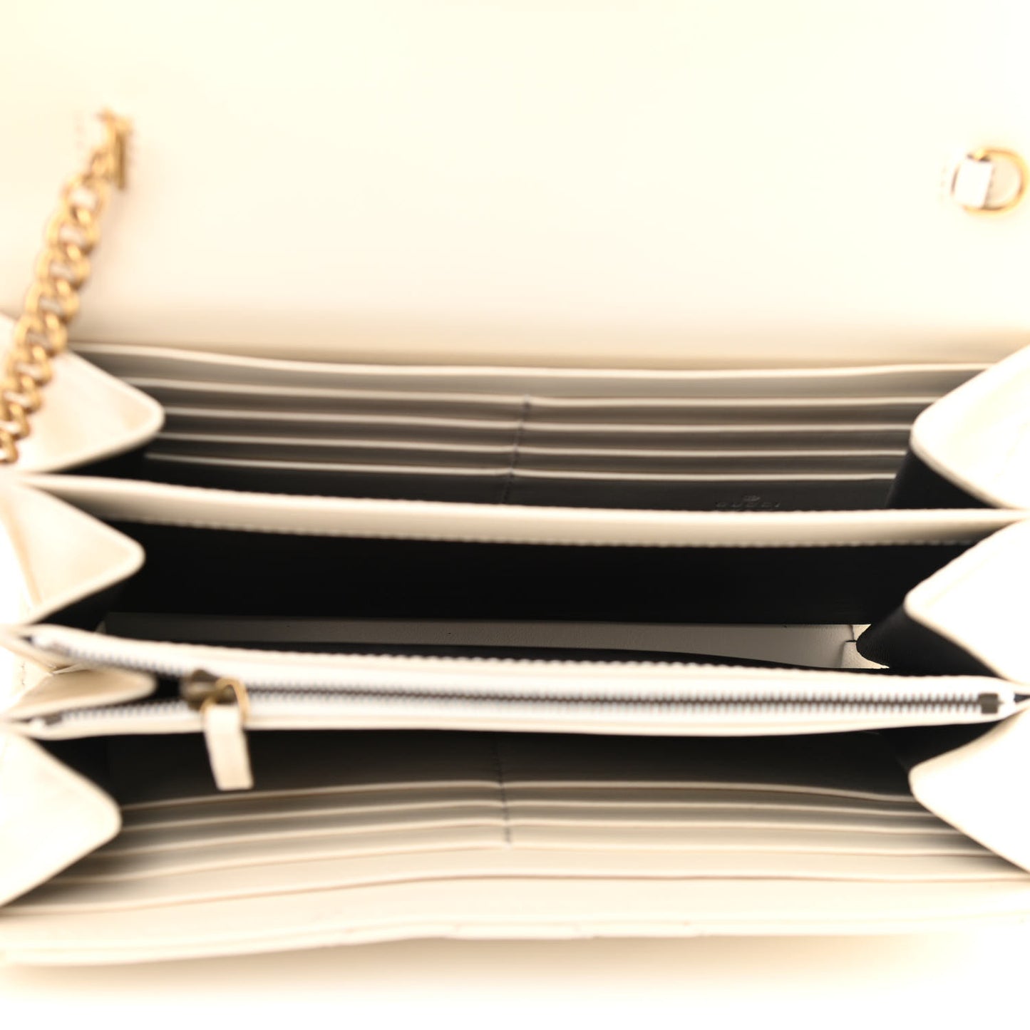 Calfskin Matelasse GG Marmont Chain Wallet Mystic White