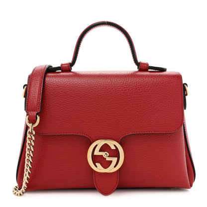 Gucci Dollar Calfskin Interlocking G Top Handle Shoulder Bag Red 1 of 15