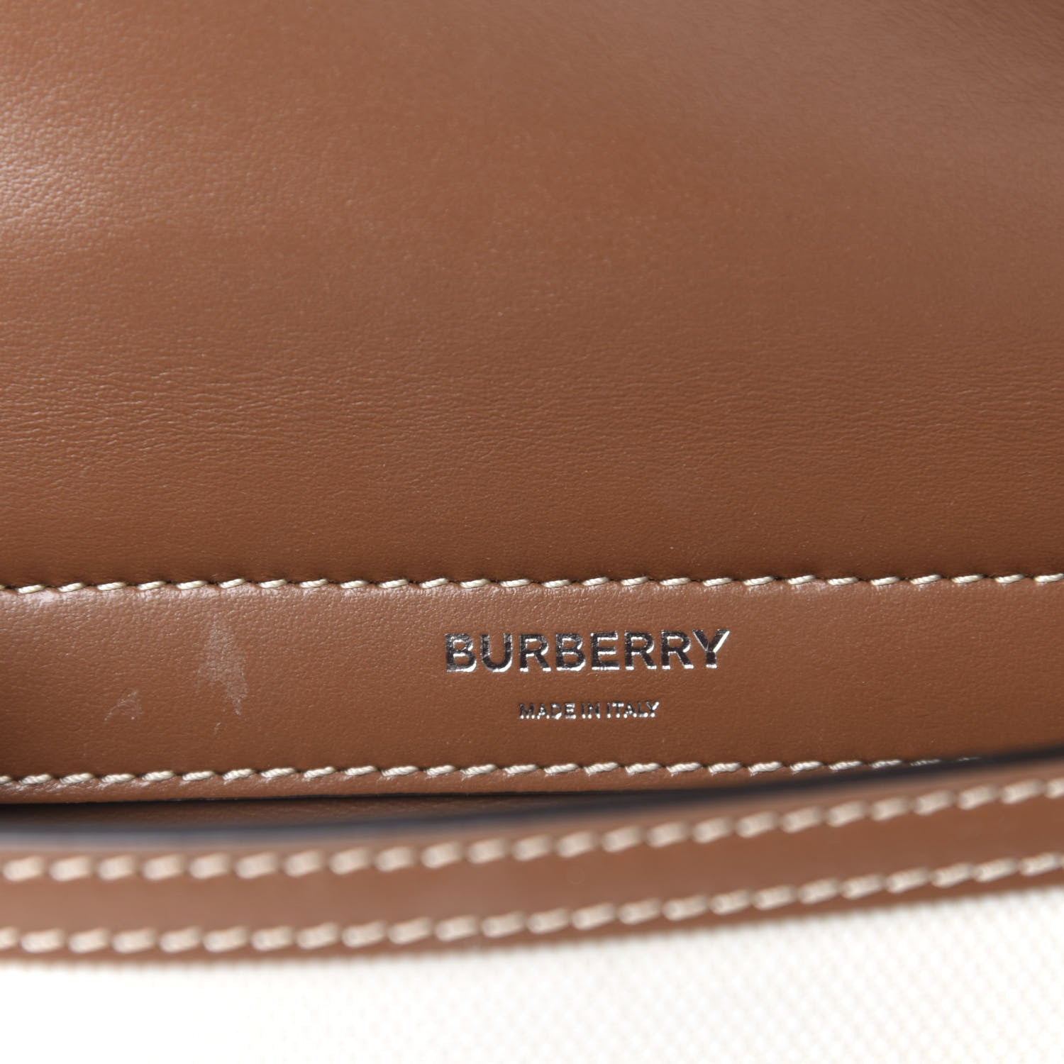 Burberry Smooth Calfskin Canvas Horseferry Print Mini Title Bag with Pocket Natural Malt Brown 8 of 10