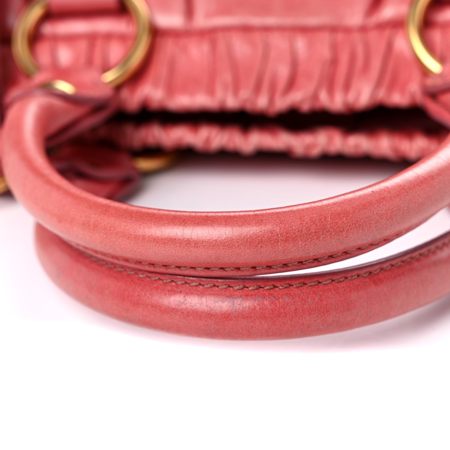 Miu Miu Vitello Lux Gathered Tote Rosa 21 of 26