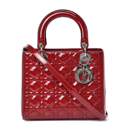 Christian Dior Patent Cannage Medium Lady Dior Red 1 of 11