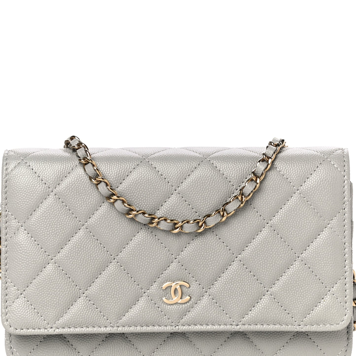Caviar Quilted Wallet On Chain WOC Grey