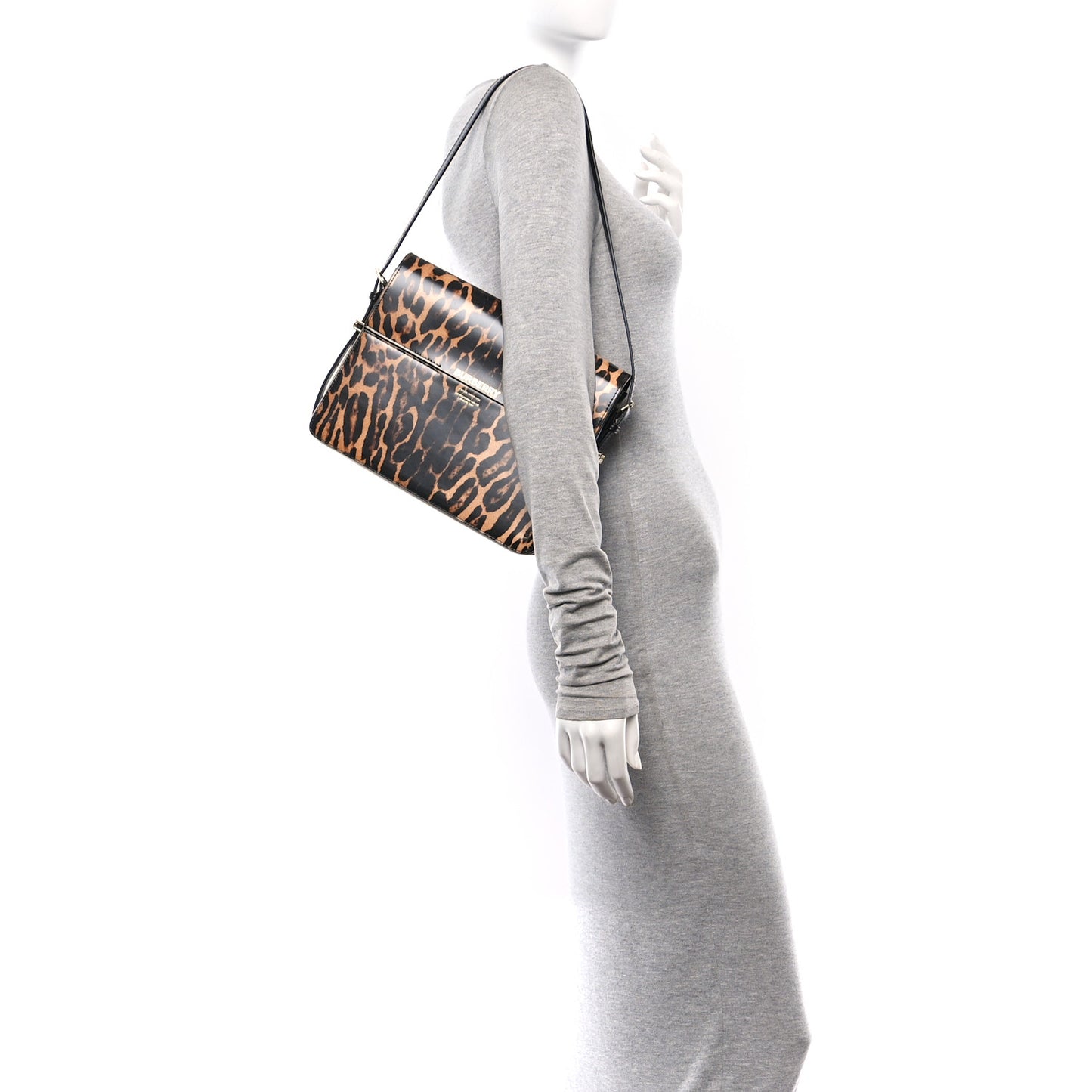 Calfskin Leopard Large Grace Bag Dark Mustard