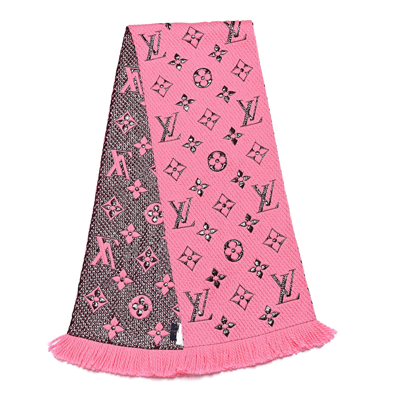 Louis Vuitton Wool Silk Logomania Shine Scarf Rose Pop 3 of 4