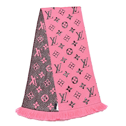 Louis Vuitton Wool Silk Logomania Shine Scarf Rose Pop 3 of 4