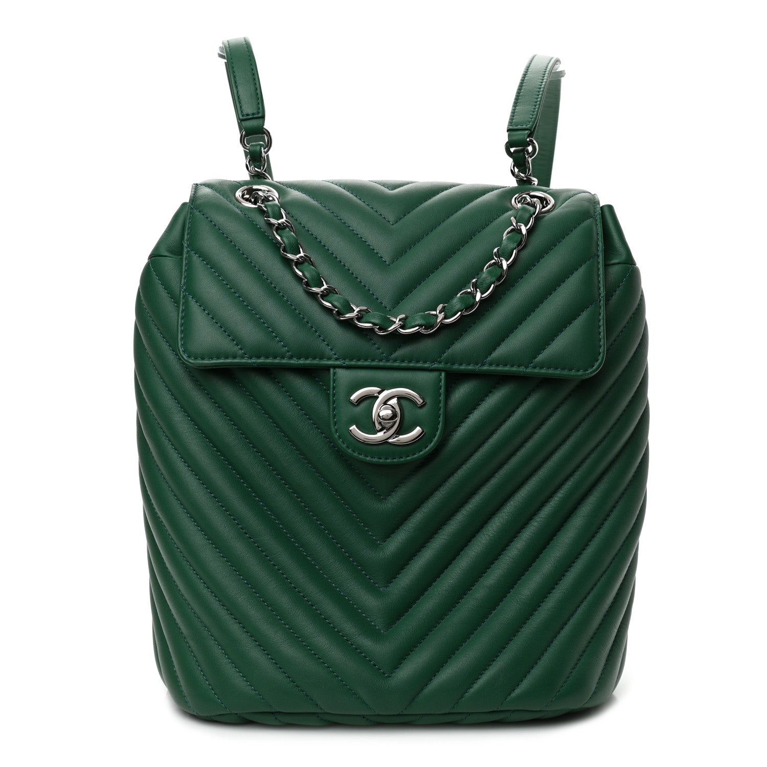 Chanel Lambskin Chevron Quilted Small Urban Spirit Backpack Green 1 of 10