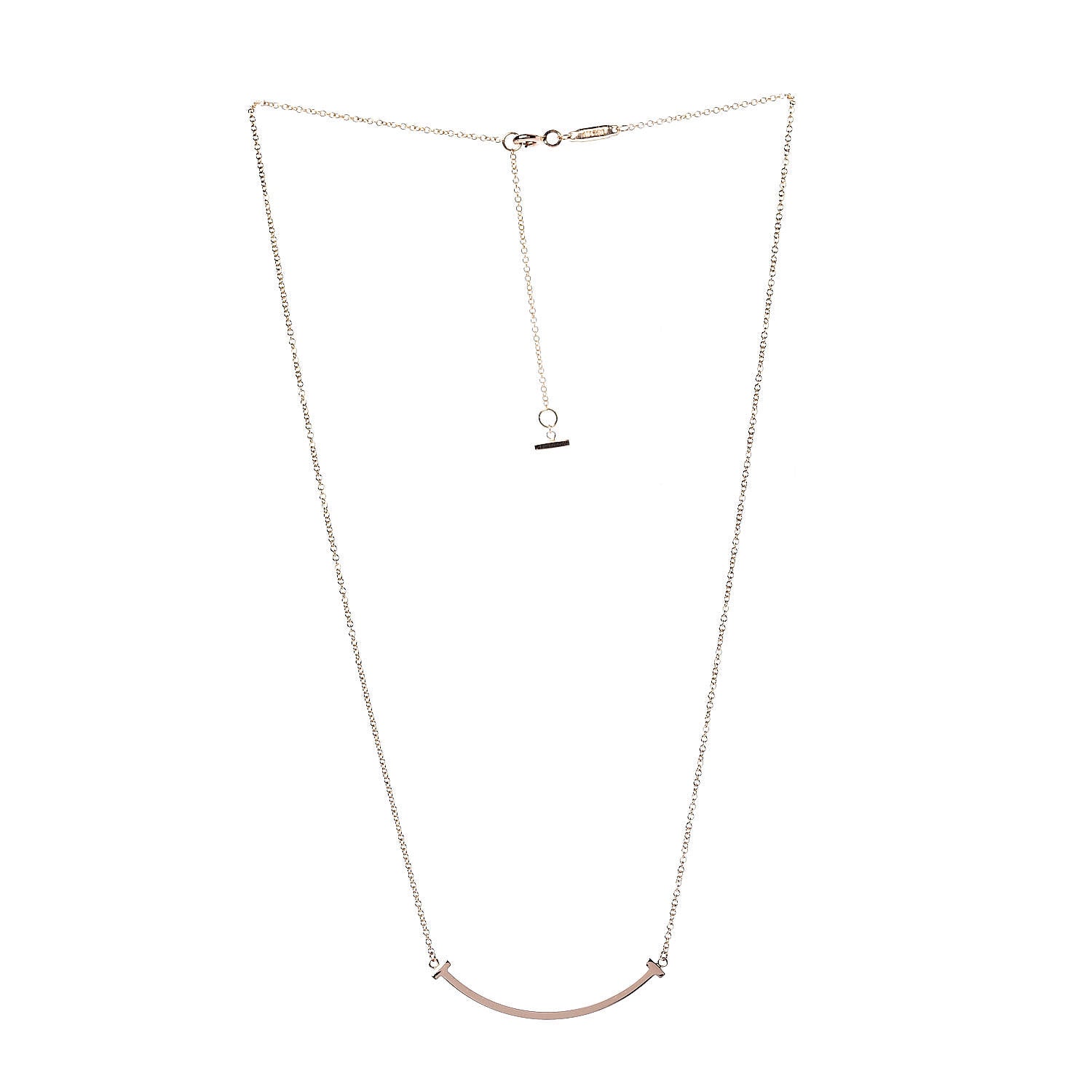 Tiffany 18K Rose Gold Small T Smile Pendant Necklace 3 of 6