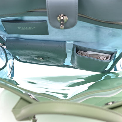 Chanel Lambskin PVC Quilted Large Coco Splash Shopping Bag Blue Green 4 of 8