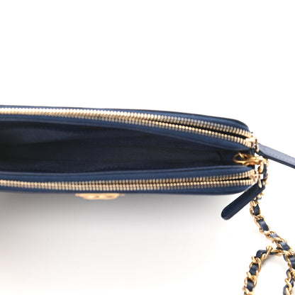 Chanel Lambskin Quilted Small Boy Clutch With Chain Navy 4 of 9